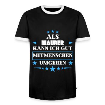 Als Maurer Mitmenschen Umgehen. - Männer Kontrast-T-Shirt - Schwarz/Weiß - Vorne - AI Model Female 172 light (172cm) & AI Model Male 178 light (178cm)