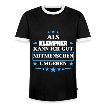 Als Klempner Mitmenschen Umgehen. - Männer Kontrast-T-Shirt - Schwarz/Weiß - Vorne - AI Model Female 172 light (172cm) & AI Model Male 178 light (178cm)