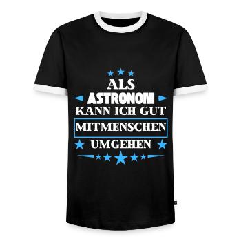 Als Astronom Mitmenschen Umgehen. - Männer Kontrast-T-Shirt - Schwarz/Weiß - Vorne - AI Model Female 172 light (172cm) & AI Model Male 178 light (178cm)