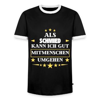 Als Schmied Mitmenschen Umgehen. - Männer Kontrast-T-Shirt - Schwarz/Weiß - Vorne - AI Model Female 172 light (172cm) & AI Model Male 178 light (178cm)