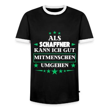 Traiter avec ses semblables en tant que chef d'orchestre. - T-shirt contrasté Homme - noir/blanc - Devant - AI Model Female 172 light (172cm) & AI Model Male 178 light (178cm)