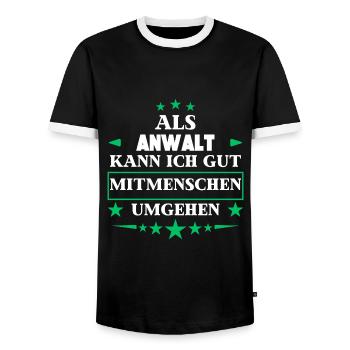 Traiter avec ses semblables en tant qu'avocat. - T-shirt contrasté Homme - noir/blanc - Devant - AI Model Female 172 light (172cm) & AI Model Male 178 light (178cm)