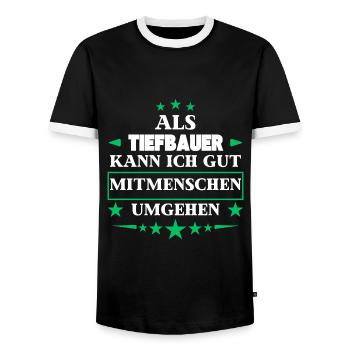 Traiter avec ses semblables en tant qu'ingénieur civil. - T-shirt contrasté Homme - noir/blanc - Devant - AI Model Female 172 light (172cm) & AI Model Male 178 light (178cm)