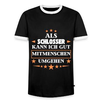 Traiter avec ses semblables en tant que serrurier. - T-shirt contrasté Homme - noir/blanc - Devant - AI Model Female 172 light (172cm) & AI Model Male 178 light (178cm)
