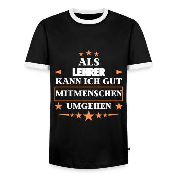 Dealing with fellow human beings as a teacher. - Men's Ringer Shirt - black/white - Front - AI Model Female 172 light (172cm) & AI Model Male 178 light (178cm)