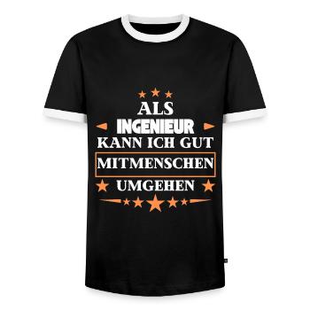 En tant qu’ingénieur, vous pouvez traiter d’autres êtres humains. - T-shirt contrasté Homme - noir/blanc - Devant - AI Model Female 172 light (172cm) & AI Model Male 178 light (178cm)