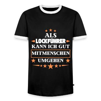 To act as a lure around fellow human beings. - Men's Ringer Shirt - black/white - Front - AI Model Female 172 light (172cm) & AI Model Male 178 light (178cm)
