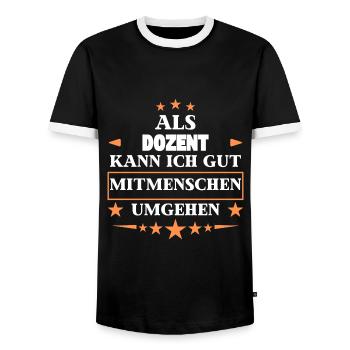 Dealing with fellow human beings as a lecturer. - Men's Ringer Shirt - black/white - Front - AI Model Female 172 light (172cm) & AI Model Male 178 light (178cm)