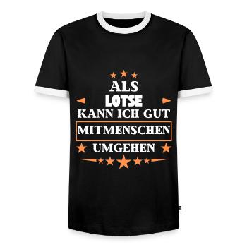 Als Lotse Mitmenschen Umgehen. - Männer Kontrast-T-Shirt - Schwarz/Weiß - Vorne - AI Model Female 172 light (172cm) & AI Model Male 178 light (178cm)