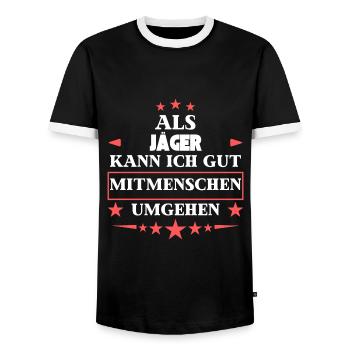 En tant que chasseurs, ils contournent les autres êtres humains. - T-shirt contrasté Homme - noir/blanc - Devant - AI Model Female 172 light (172cm) & AI Model Male 178 light (178cm)