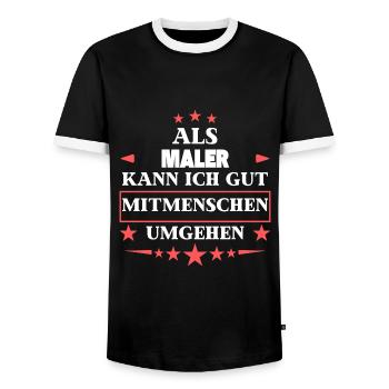 Als Maler Mitmenschen Umgehen. - Männer Kontrast-T-Shirt - Schwarz/Weiß - Vorne - AI Model Female 172 light (172cm) & AI Model Male 178 light (178cm)