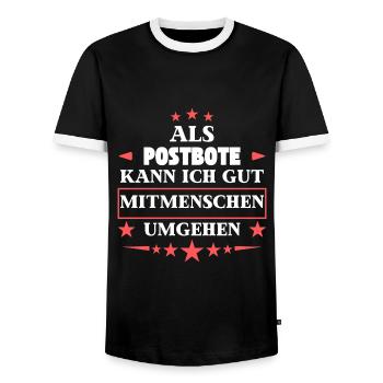 En tant que facteur, vous pouvez éviter les autres êtres humains. - T-shirt contrasté Homme - noir/blanc - Devant - AI Model Female 172 light (172cm) & AI Model Male 178 light (178cm)