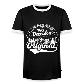 Décembre 1962 Décembre 1962 Décembre - T-shirt contrasté Homme - noir/blanc - Devant - AI Model Female 172 light (172cm) & AI Model Male 178 light (178cm)
