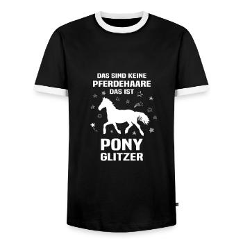 Pony Glitzer - Männer Kontrast-T-Shirt - Schwarz/Weiß - Vorne - AI Model Female 172 light (172cm) & AI Model Male 178 light (178cm)