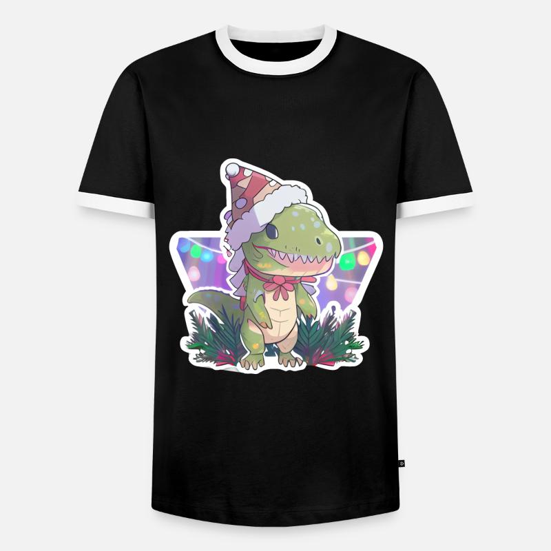 weihnachtsdinosaurier, geschenk, - Männer Kontrast-T-Shirt - Schwarz/Weiß