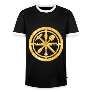 Glaser Zunft Logo Wappen Gold - Männer Kontrast-T-Shirt - Schwarz/Weiß - Vorne - AI Model Female 172 light (172cm) & AI Model Male 178 light (178cm)