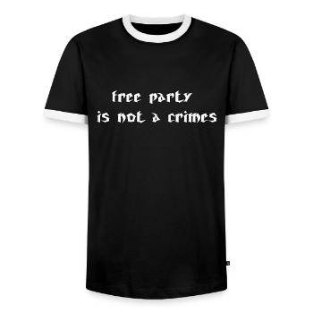 freeparty1 - Männer Kontrast-T-Shirt - Schwarz/Weiß - Vorne - AI Model Female 172 light (172cm) & AI Model Male 178 light (178cm)