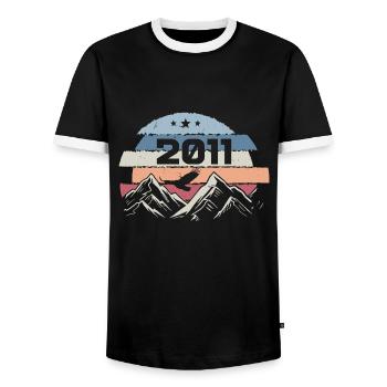 Original 2011 Millésime 2011 Anniversaire 2011 - T-shirt contrasté Homme - noir/blanc - Devant - AI Model Female 172 light (172cm) & AI Model Male 178 light (178cm)