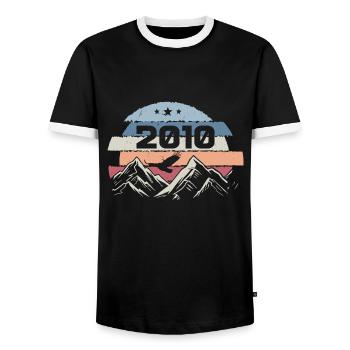 Original 2010 Vintage 2010 Birthday 2010 - Men's Ringer Shirt - black/white - Front - AI Model Female 172 light (172cm) & AI Model Male 178 light (178cm)