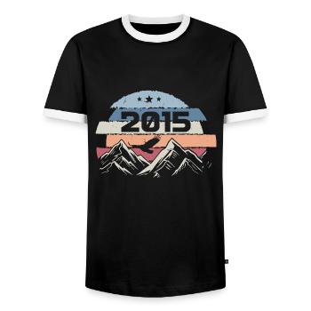 Original 2015 Millésime 2015 Anniversaire 2015 - T-shirt contrasté Homme - noir/blanc - Devant - AI Model Female 172 light (172cm) & AI Model Male 178 light (178cm)