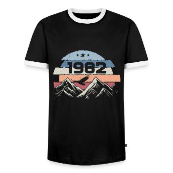 Original 1982 Jahrgang 1982 Geburtstag 1982 - Männer Kontrast-T-Shirt - Schwarz/Weiß - Vorne - AI Model Female 172 light (172cm) & AI Model Male 178 light (178cm)