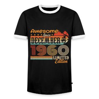 Rétro Vintage légendaire anniversaire décembre 1960 - T-shirt contrasté Homme - noir/blanc - Devant - AI Model Female 172 light (172cm) & AI Model Male 178 light (178cm)