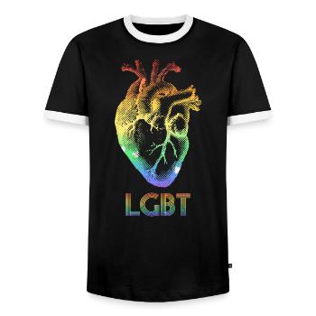 Menschliches Herz Lgbt - Männer Kontrast-T-Shirt - Schwarz/Weiß - Vorne - AI Model Female 172 light (172cm) & AI Model Male 178 light (178cm)