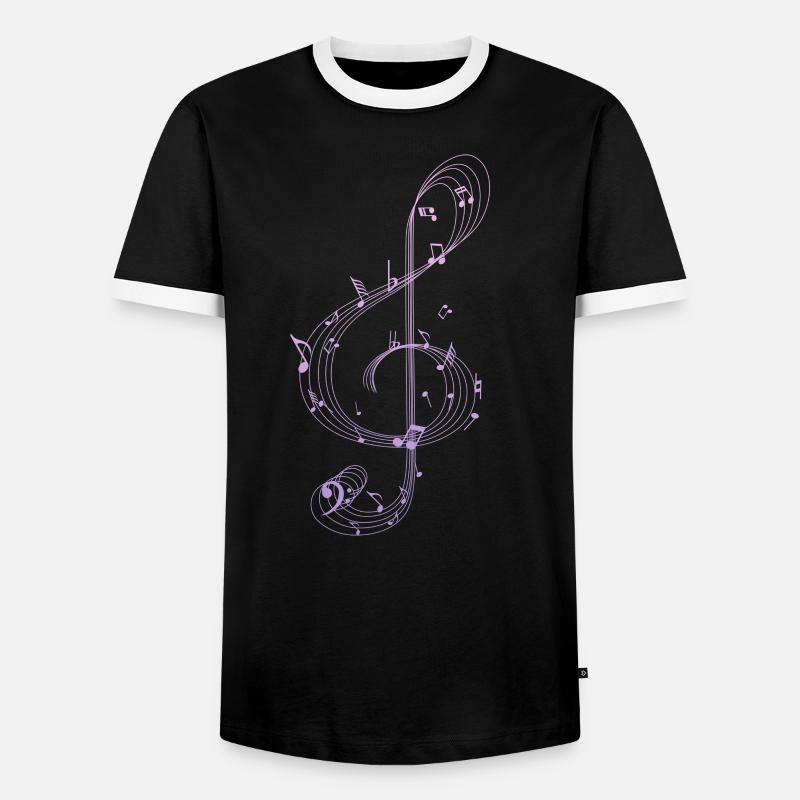 Music Note - Men's Ringer Shirt - black/white