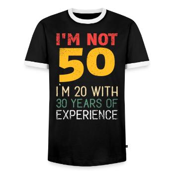 Ich bin nicht 50 Ich bin 20 mit 30 Jahren Erfahrung - Männer Kontrast-T-Shirt - Schwarz/Weiß - Vorne - AI Model Female 172 light (172cm) & AI Model Male 178 light (178cm)