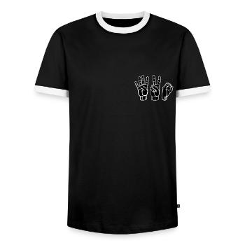 Smoke Shirt for Women and Men - Men's Ringer Shirt - black/white - Front - AI Model Female 172 light (172cm) & AI Model Male 178 light (178cm)