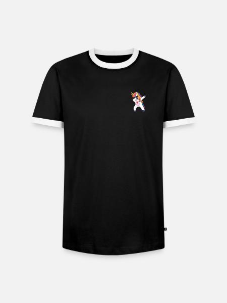 Dabbing Einhorn Sonnenbrille & Herz - Männer Kontrast-T-Shirt - Schwarz/Weiß