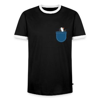 Animal Lovers Zoo Animal Gift Chest Bag Penguin - Men's Ringer Shirt - black/white - Front - AI Model Female 172 light (172cm) & AI Model Male 178 light (178cm)