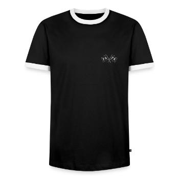 For the best dad great Father's Day gift - Men's Ringer Shirt - black/white - Front - AI Model Female 172 light (172cm) & AI Model Male 178 light (178cm)