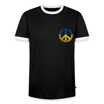 Peace sign Ukraine Stand for Ukraine Geschenk - Männer Kontrast-T-Shirt - Schwarz/Weiß - Vorne - AI Model Female 172 light (172cm) & AI Model Male 178 light (178cm)