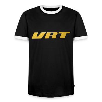 VRT - Männer Kontrast-T-Shirt - Schwarz/Weiß - Vorne - AI Model Female 172 light (172cm) & AI Model Male 178 light (178cm)