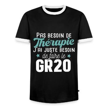 GR20 Corse Randonnée Sport Marathon Cadeau T-shirt - T-shirt contrasté Homme - noir/blanc - Devant - AI Model Female 172 light (172cm) & AI Model Male 178 light (178cm)