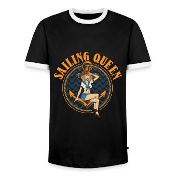 Voilier Voilier Sailor - T-shirt contrasté Homme - noir/blanc - Devant - AI Model Female 172 light (172cm) & AI Model Male 178 light (178cm)
