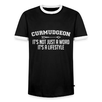 Curmudgeon, es ist nicht nur ein Wort, es ist ein Lebensstil - Männer Kontrast-T-Shirt - Schwarz/Weiß - Vorne - AI Model Female 172 light (172cm) & AI Model Male 178 light (178cm)