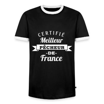 Tee shirt pêcheur meilleur pêcheur humour cadeau. - T-shirt contrasté Homme - noir/blanc - Devant - AI Model Female 172 light (172cm) & AI Model Male 178 light (178cm)