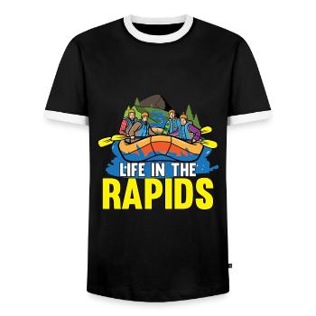 Rafting Wildwasser Kanu Kajak - Männer Kontrast-T-Shirt - Schwarz/Weiß - Vorne - AI Model Female 172 light (172cm) & AI Model Male 178 light (178cm)