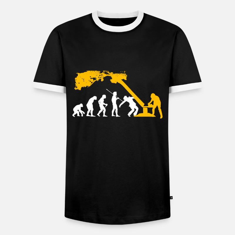 Holzfällerhemd - Kettensäge Evolution Baumpfleger - Männer Kontrast-T-Shirt - Schwarz/Weiß