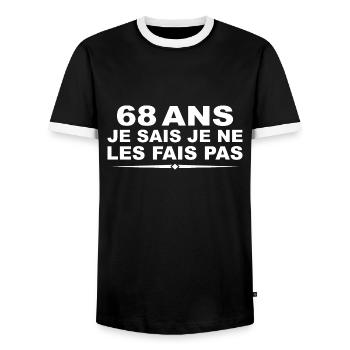 68 ans | Humour Cadeau D'anniversaire 68 ans - T-shirt contrasté Homme - noir/blanc - Devant - AI Model Female 172 light (172cm) & AI Model Male 178 light (178cm)