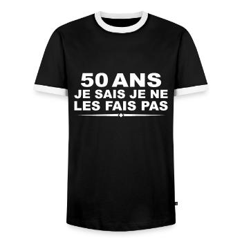 50 Jahre | Humor Geschenk zum 50. Geburtstag - Männer Kontrast-T-Shirt - Schwarz/Weiß - Vorne - AI Model Female 172 light (172cm) & AI Model Male 178 light (178cm)