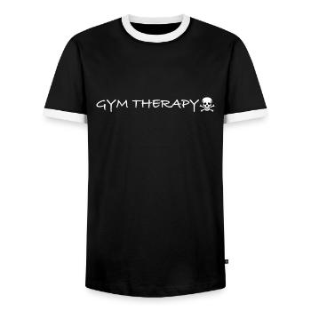 Gymnastics Therapy | Fitness, Gym, Therapy - Men's Ringer Shirt - black/white - Front - AI Model Female 172 light (172cm) & AI Model Male 178 light (178cm)