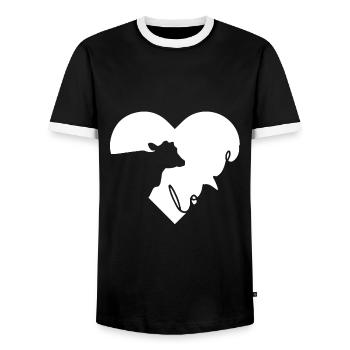 Kühe lieben T-Shirt - Männer Kontrast-T-Shirt - Schwarz/Weiß - Vorne - AI Model Female 172 light (172cm) & AI Model Male 178 light (178cm)