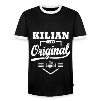 Prénom KILIAN cadeau personnalisé noel naissance - T-shirt contrasté Homme - noir/blanc - Devant - AI Model Female 172 light (172cm) & AI Model Male 178 light (178cm)