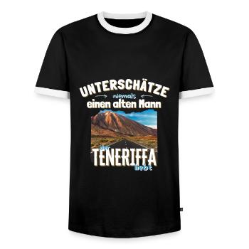 Teneriffa Teide alter Mann - Männer Kontrast-T-Shirt - Schwarz/Weiß - Vorne - AI Model Female 172 light (172cm) & AI Model Male 178 light (178cm)
