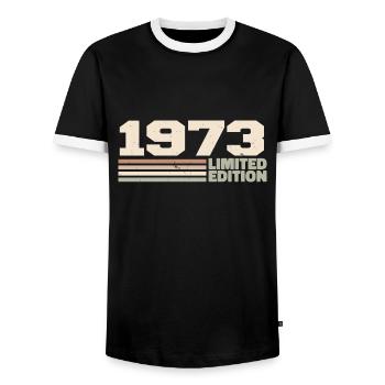1973 Cadeau Anniversaire 1973 édition limitée 1973 - T-shirt contrasté Homme - noir/blanc - Devant - AI Model Female 172 light (172cm) & AI Model Male 178 light (178cm)