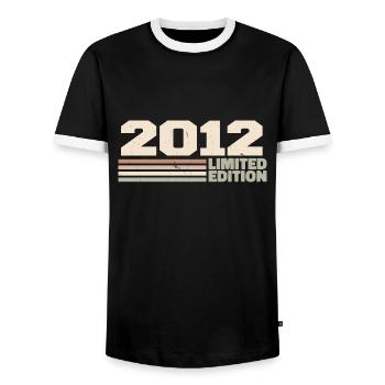 2012 Jubiläumsgeschenk 2012 Limited Edition 2012 - Männer Kontrast-T-Shirt - Schwarz/Weiß - Vorne - AI Model Female 172 light (172cm) & AI Model Male 178 light (178cm)