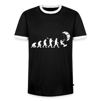 Entwicklung des Kitesurfens - Männer Kontrast-T-Shirt - Schwarz/Weiß - Vorne - AI Model Female 172 light (172cm) & AI Model Male 178 light (178cm)